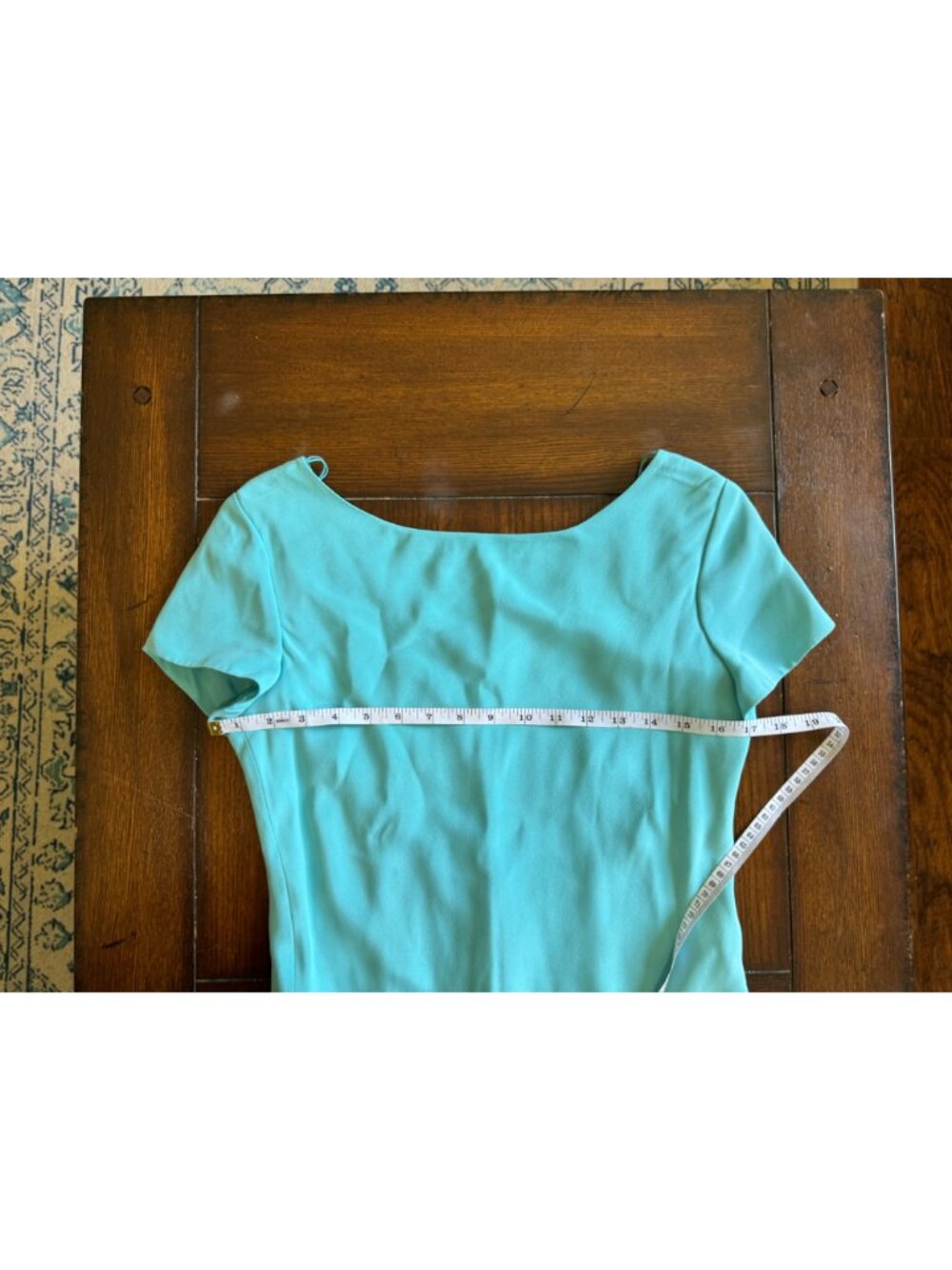 Vintage Jones New York Aqua Dress Slip Silk Vneck Satin Lightweight Short 10 - Picture 8 of 9